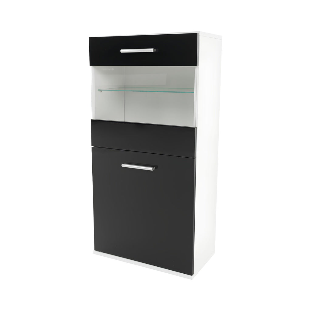 Ansamblu living LEO, alb / negru lucios