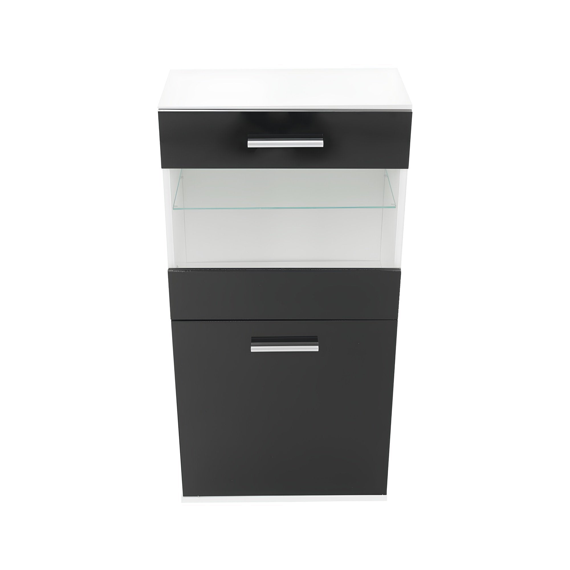 Ansamblu living LEO, alb / negru lucios