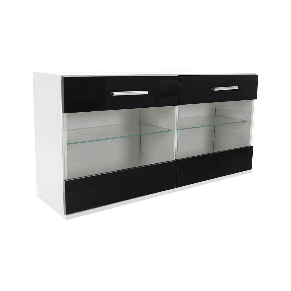 Ansamblu living LEO, alb / negru lucios