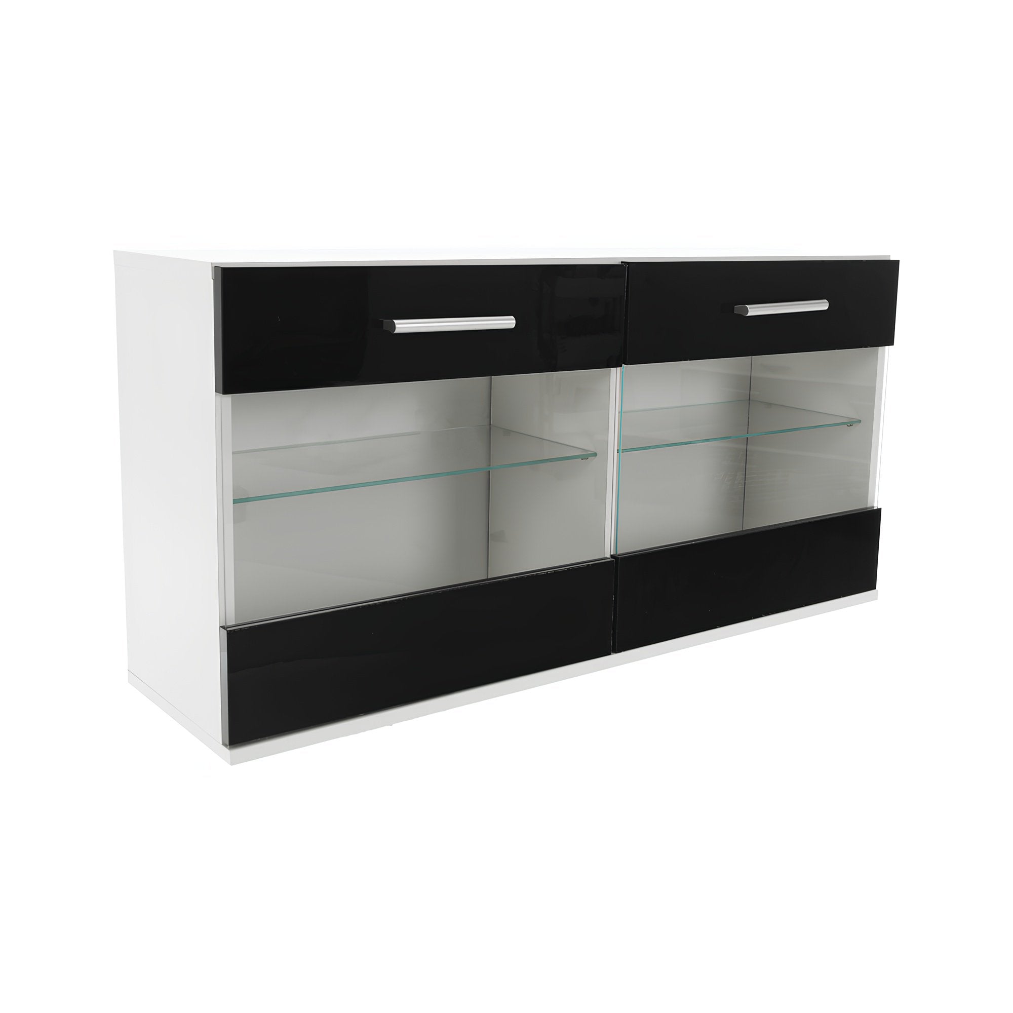 Ansamblu living LEO, alb / negru lucios