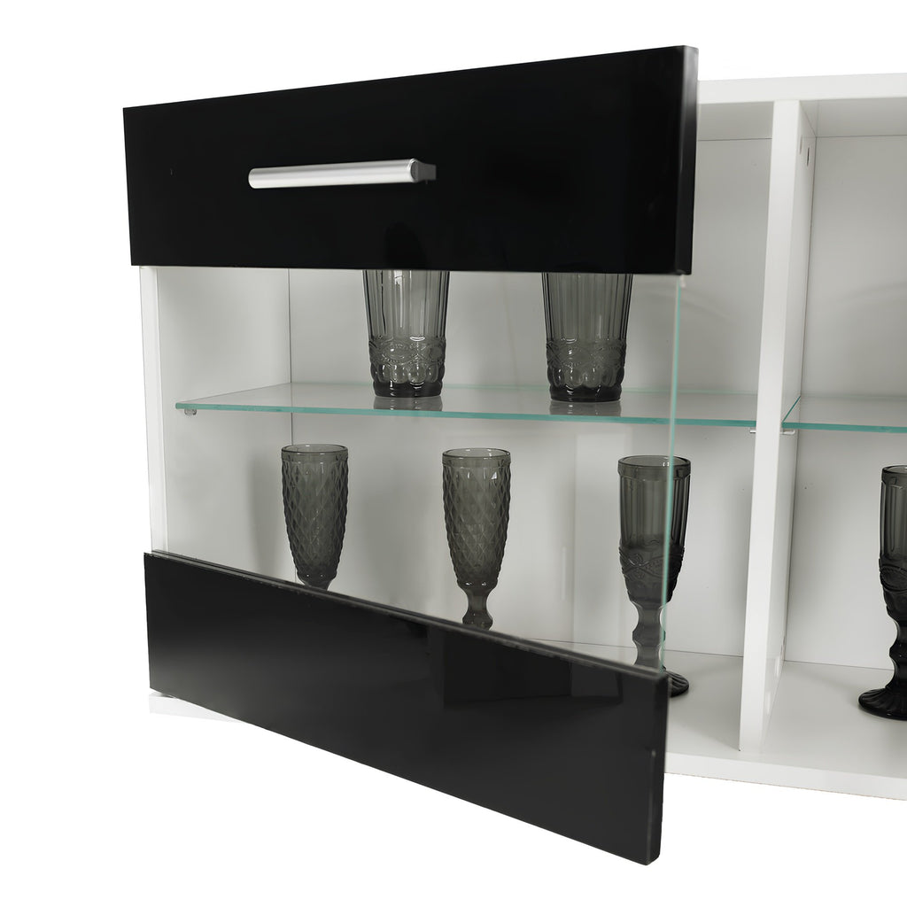 Ansamblu living LEO, alb / negru lucios