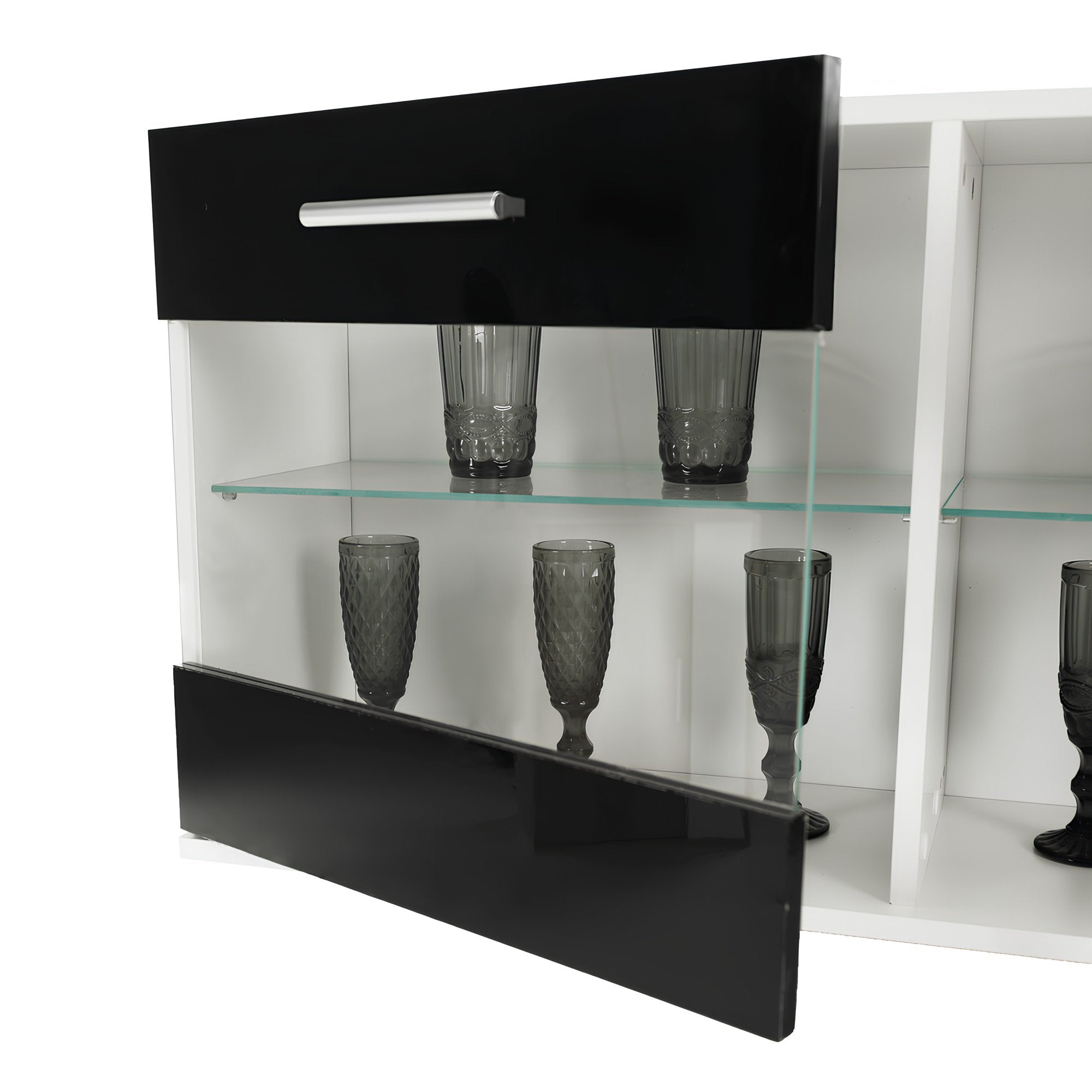 Ansamblu living LEO, alb / negru lucios