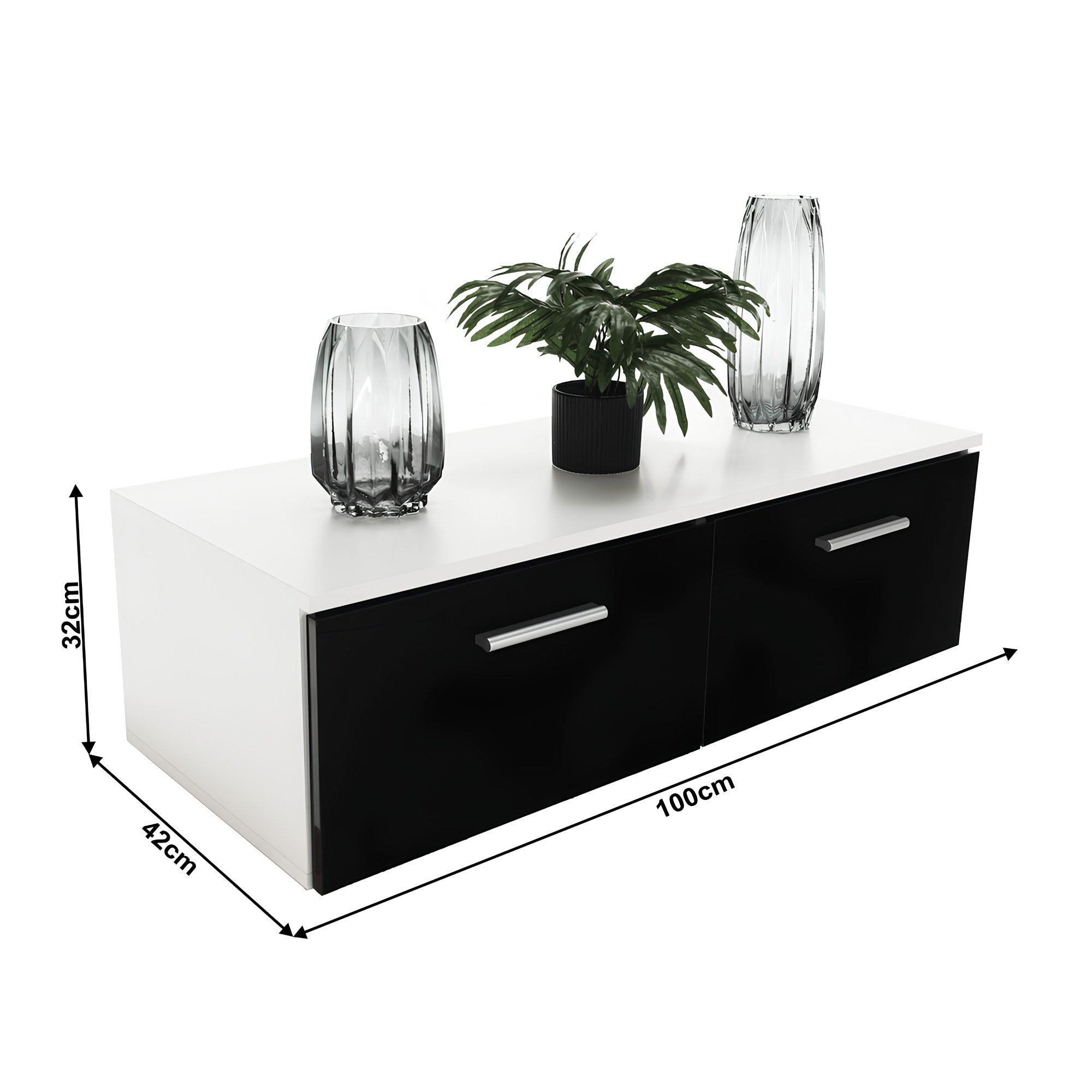 Mobilier living LEO, alb/extra stralucire neagra HG