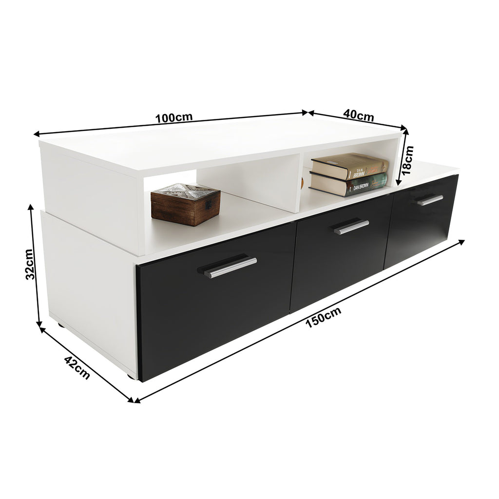 Ansamblu living LEO, alb / negru lucios