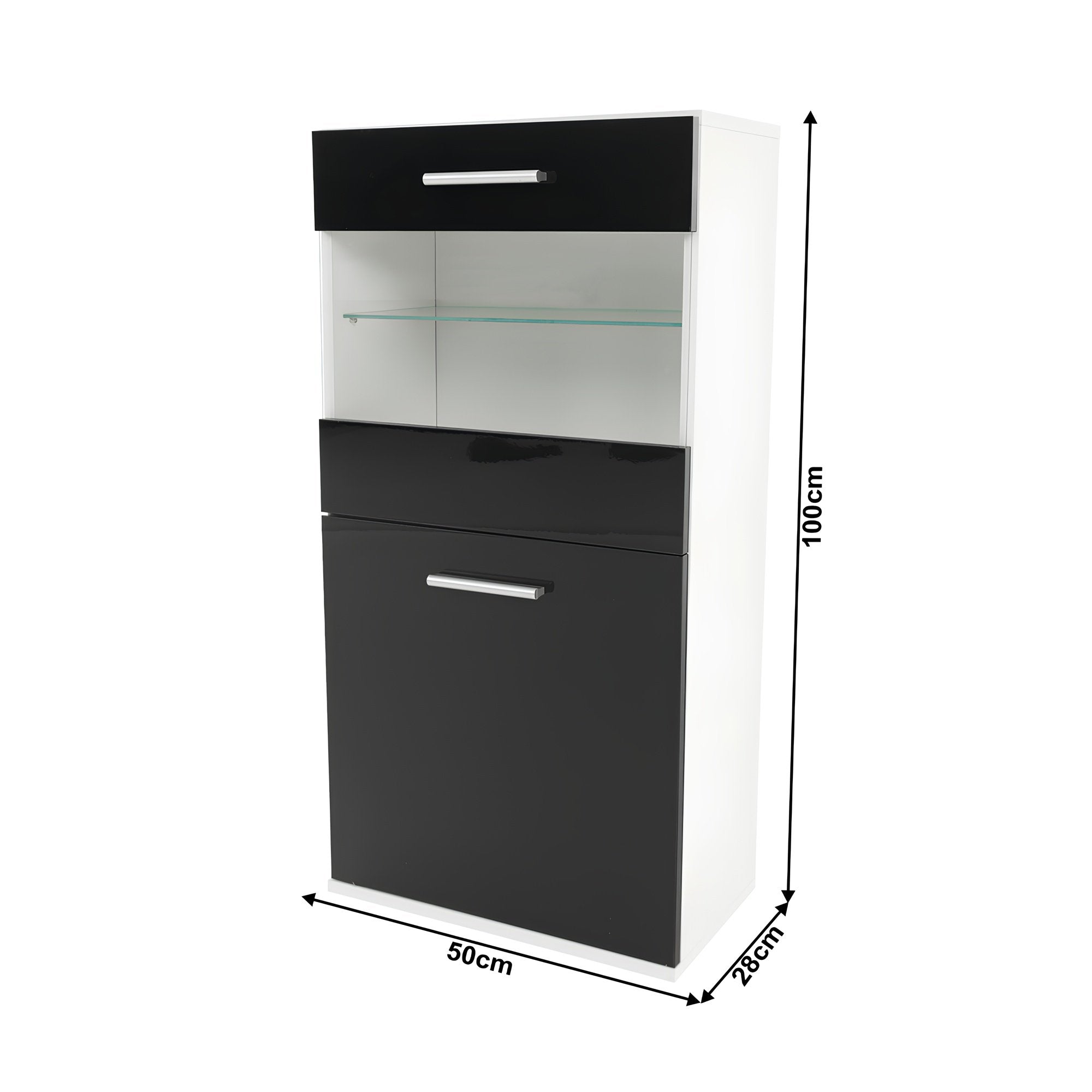 Ansamblu living LEO, alb / negru lucios