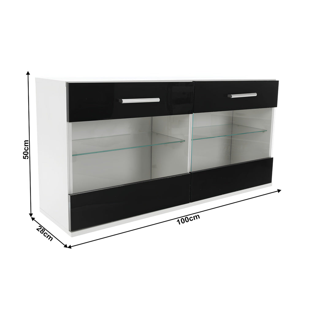 Ansamblu living LEO, alb / negru lucios