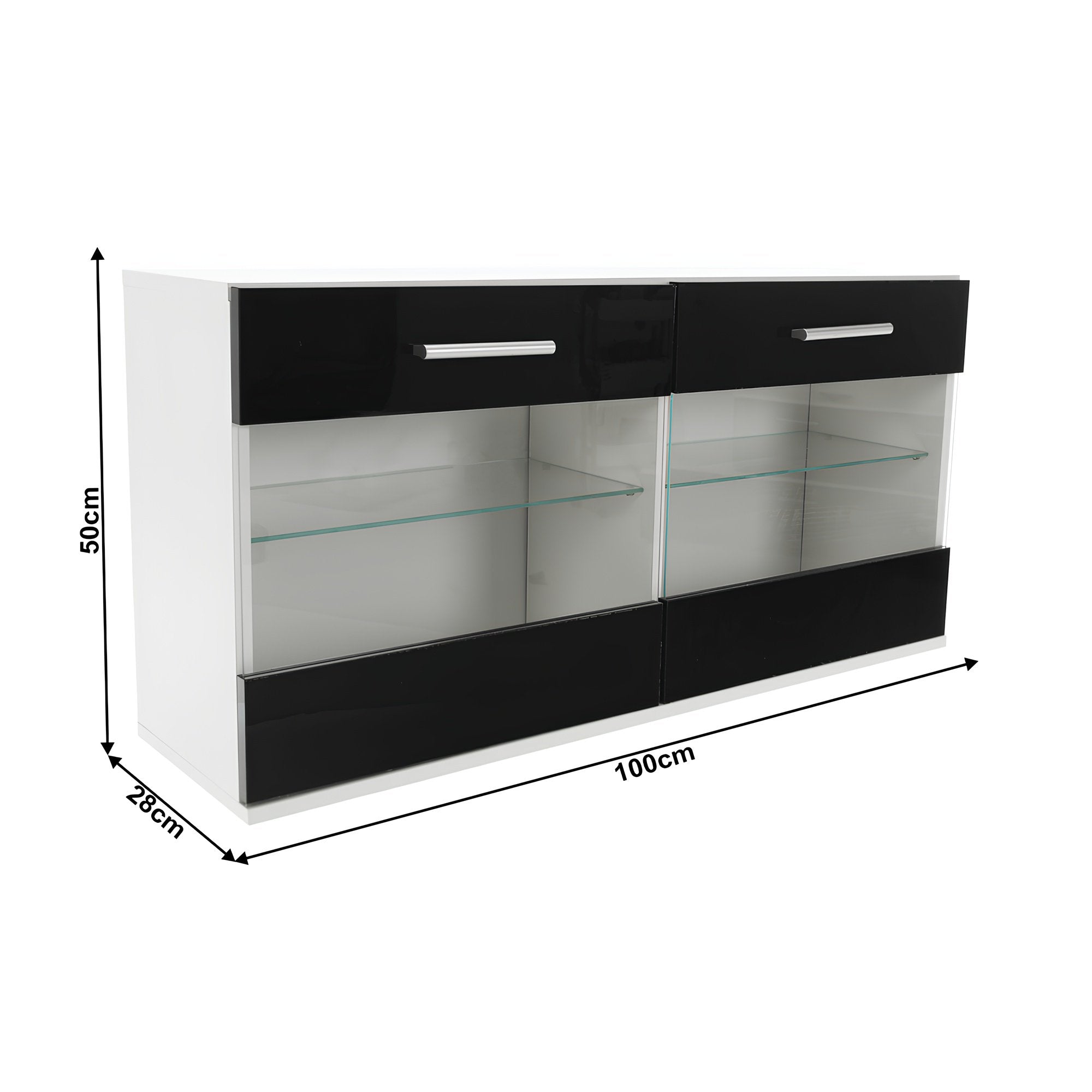 Ansamblu living LEO, alb / negru lucios