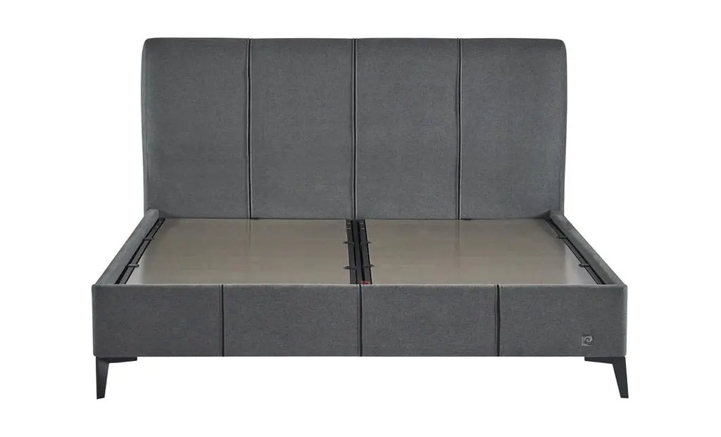 Pat tapitat Pierre Cardin cu somiera cu spatiu de depozitare, gri, 160x200 cm, Leon
