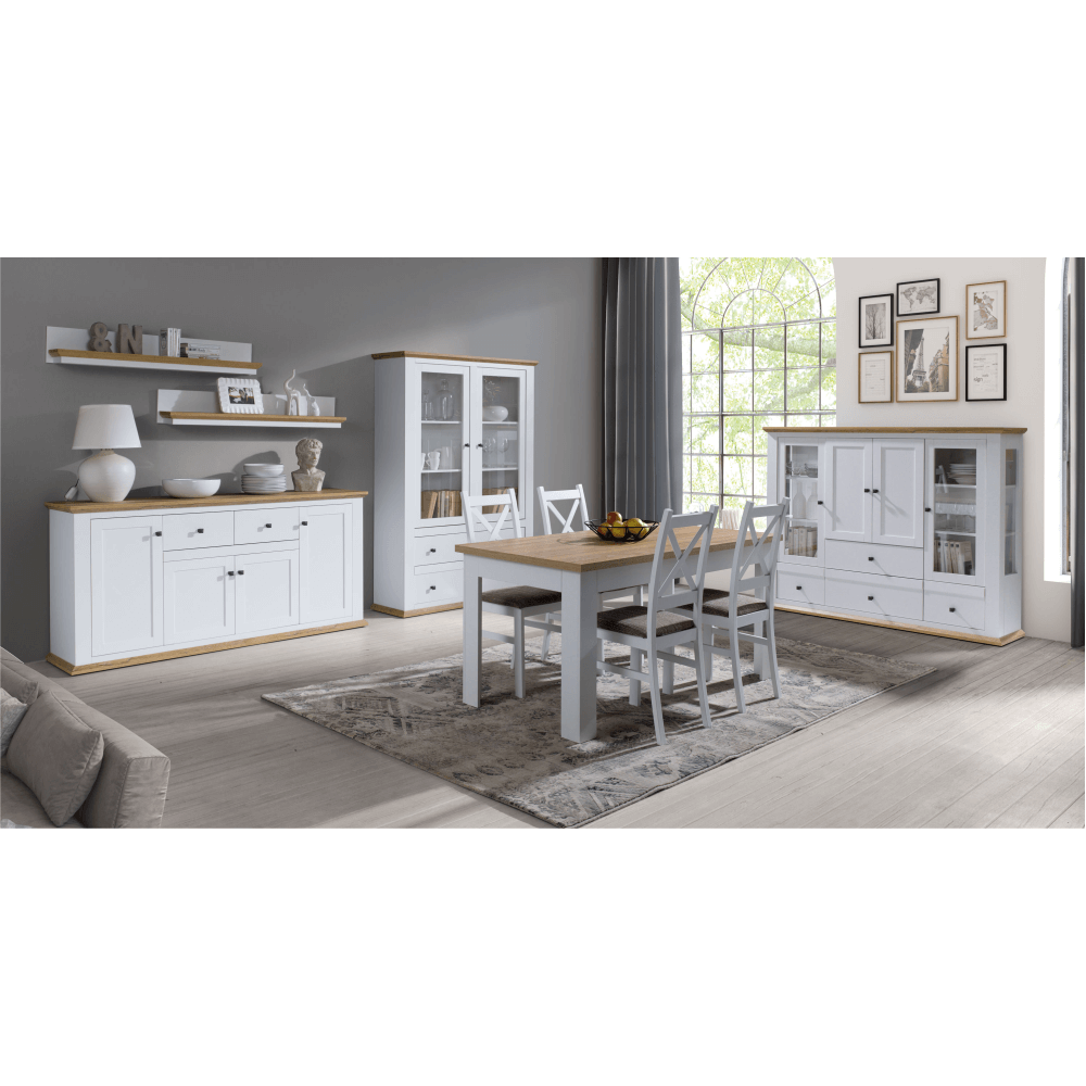 Masuta de cafea LEON, alb / stejar