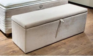 Set pat tapitat cu saltea inclusa, bej, 160x200 cm, Belicia