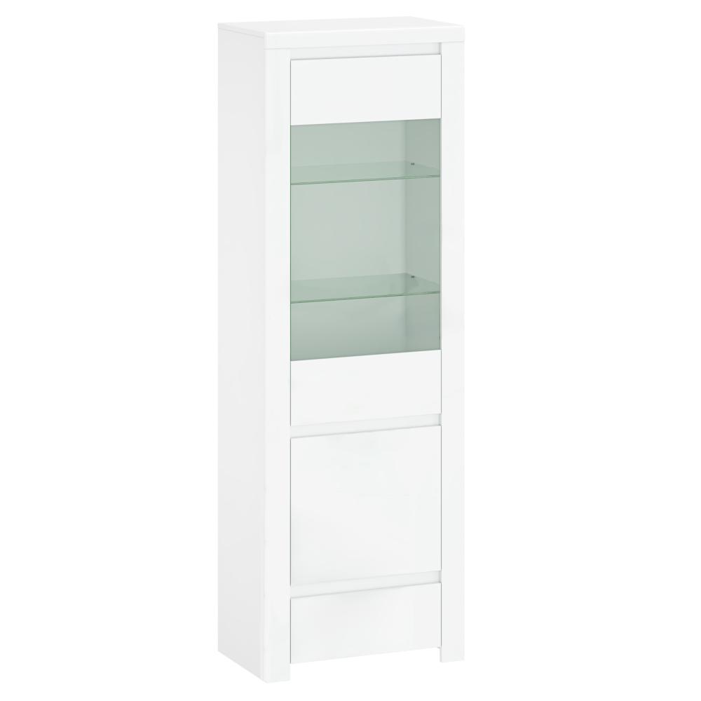 Vitrina 1D1W1S LINDY, alb lucios