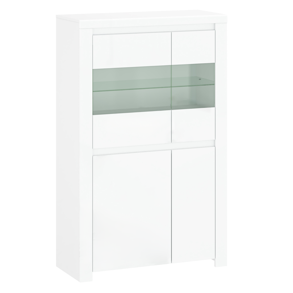 Vitrina 2D2W LINDY, alb lucios
