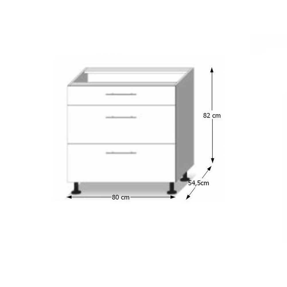 Dulap inferior cu 3 sertare LINE, stejar sonoma