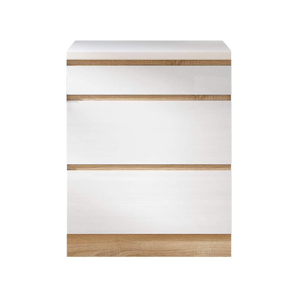 Dulap inferior cu 3 sertare D60 LINE ALB, alb super luciu HG