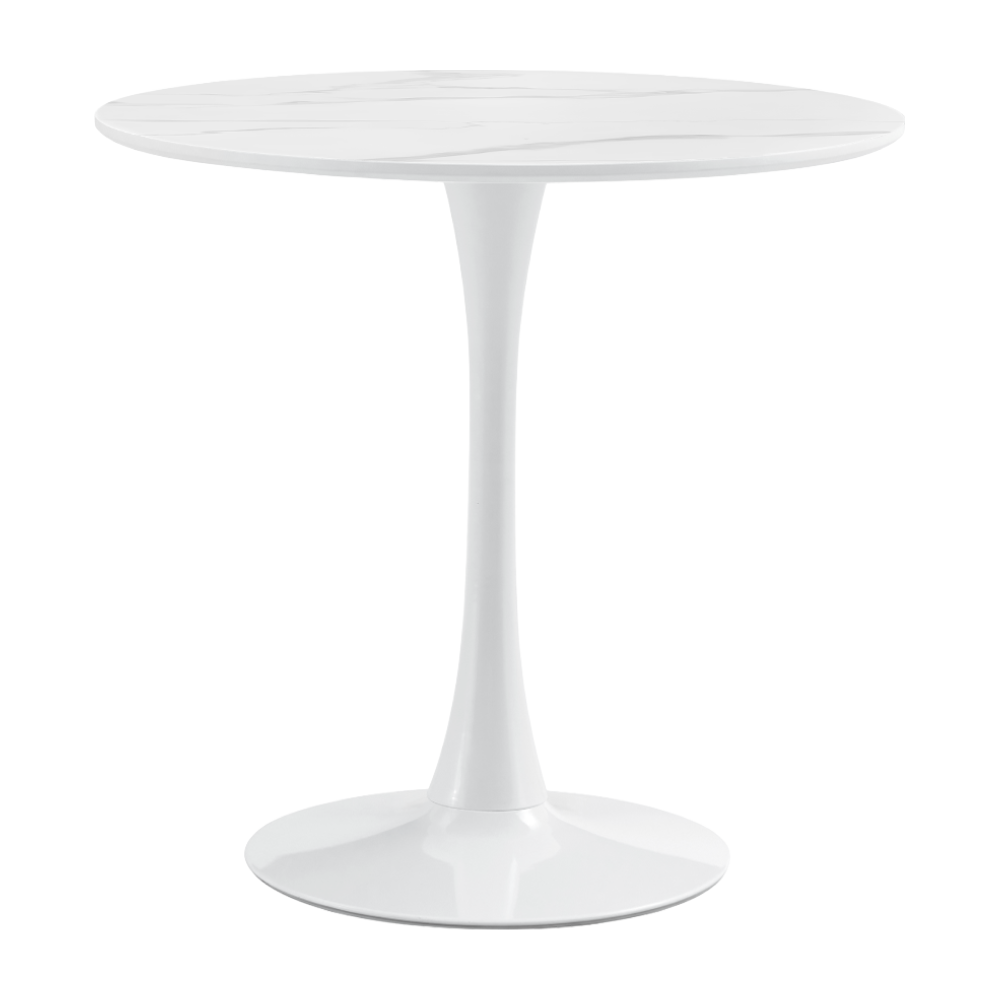 Masa de sufragerie LORIAN, marmura deschisa/alb, diametru 80 cm