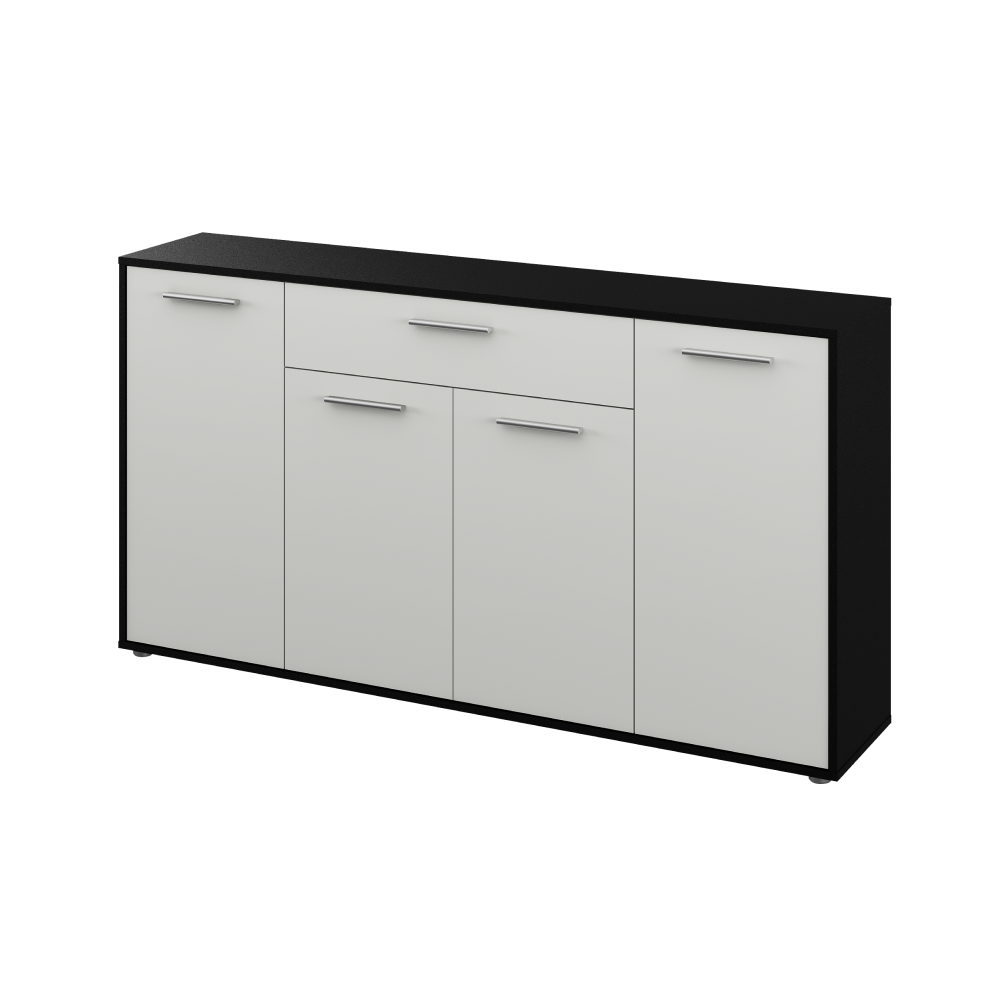 Comoda LUNIA, culoare alba/neagra