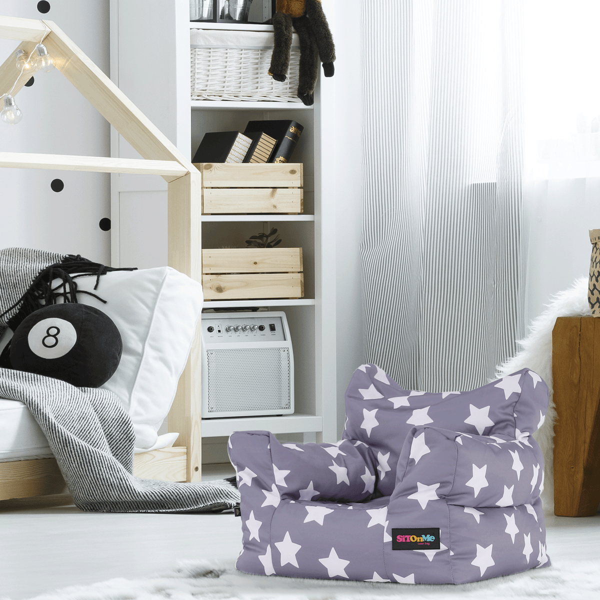Fotoliu sac LURKO, gri / alb