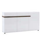 Comoda LYNATET TYP 40, alba stralucitoare HG/stejar sonoma inchis