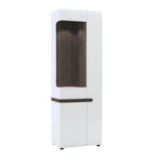 Vitrina LYNATET TYP 01, alba extra luciu ridicat HG/stejar sonoma inchis, model stanga