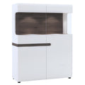 Vitrina LYNATET TYP 33, alba extra luciu ridicat HG/stejar sonoma inchis