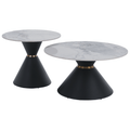 Masute de cafea MABUZ NEW, set de 2 bucati, marmura/negru/auriu, metal