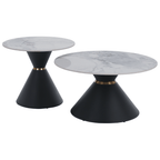 Masute de cafea MABUZ NEW, set de 2 bucati, marmura/negru/auriu, metal