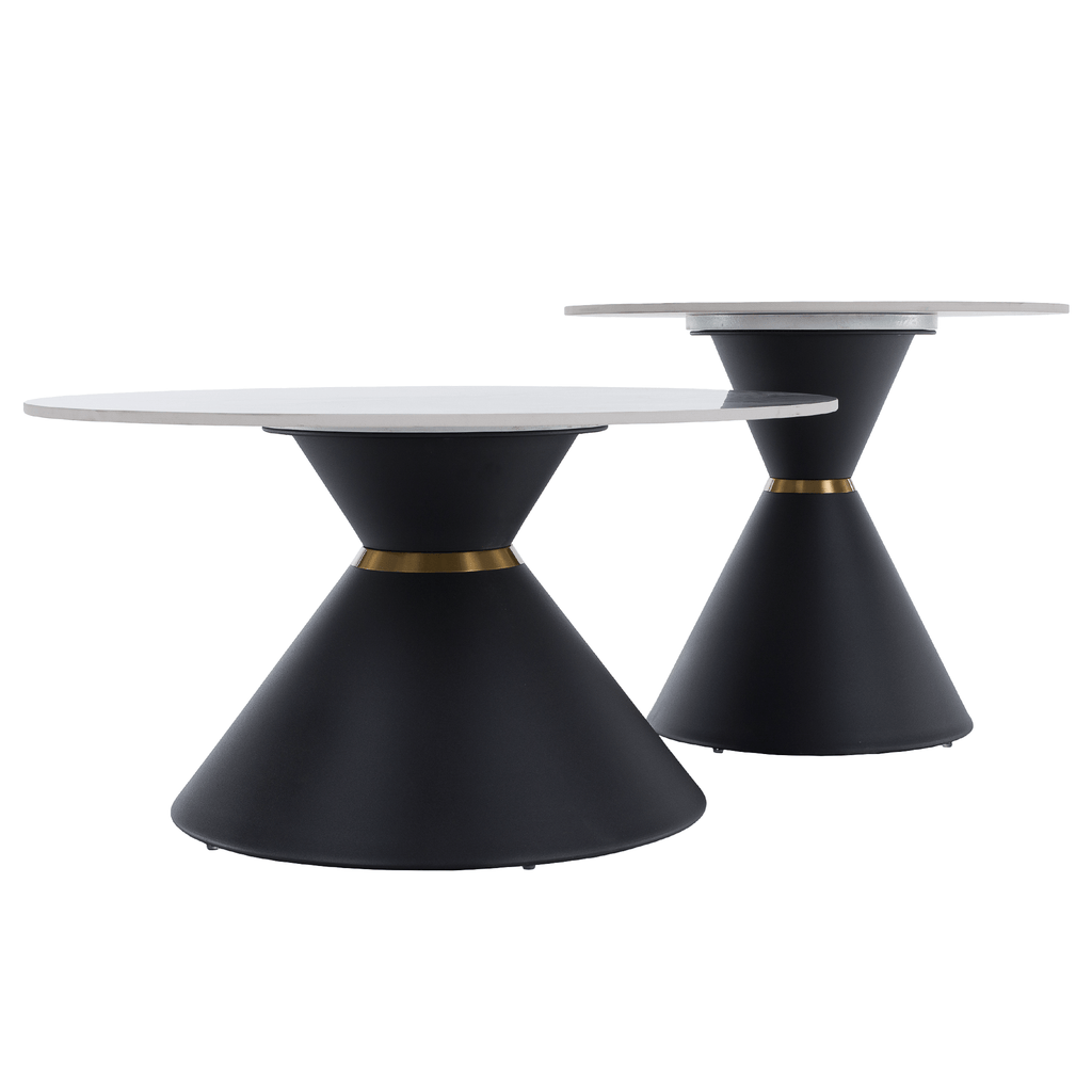 Masuta de cafea MABUZ, marmura / negru / auriu
