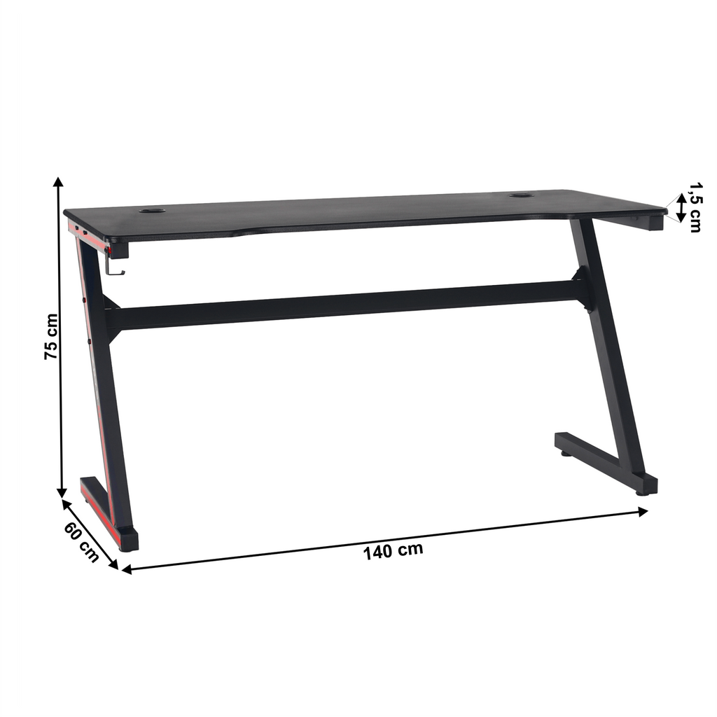 Birou gaming MACKENZIE 140cm, vedere 3
