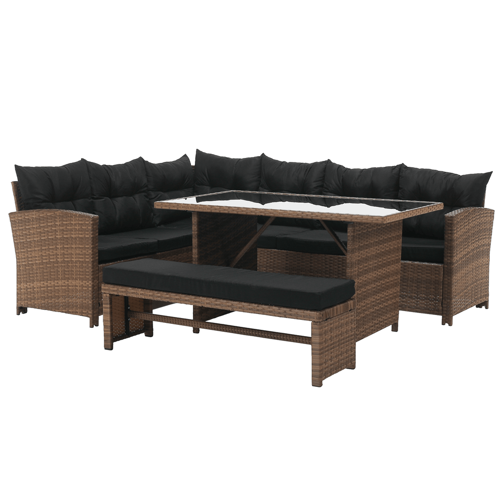 Set de gradina din ratan MADUL, maro deschis/negru
