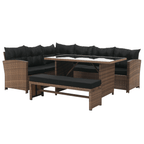 Set de gradina din ratan MADUL, maro deschis/negru