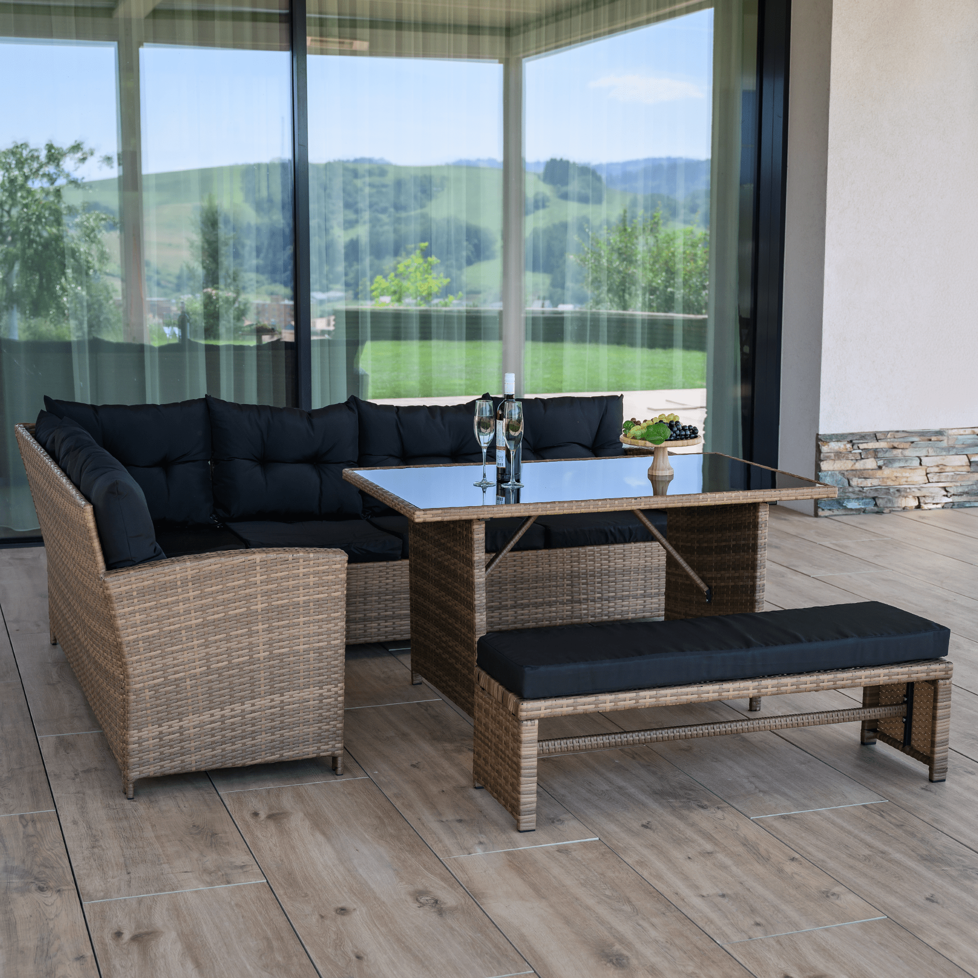 Set gradina MADUL, maro deschis / negru