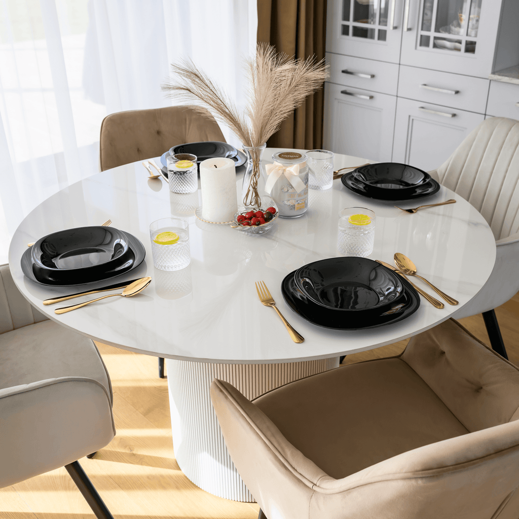Masa dining MAHIR, marmura alb