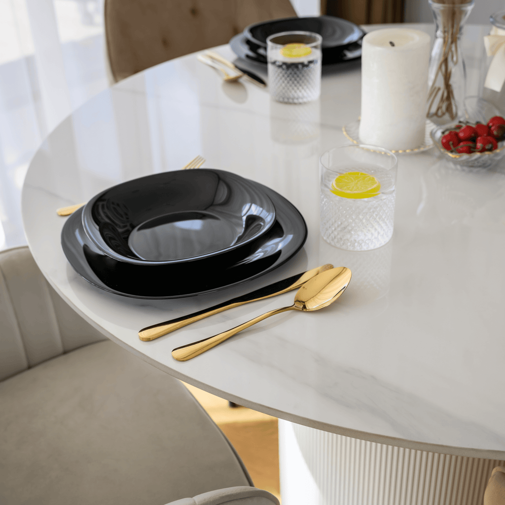Masa dining MAHIR, marmura alb