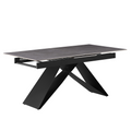 Masa dining extensibila MAJED, beton/neagra, 160-200x90 cm