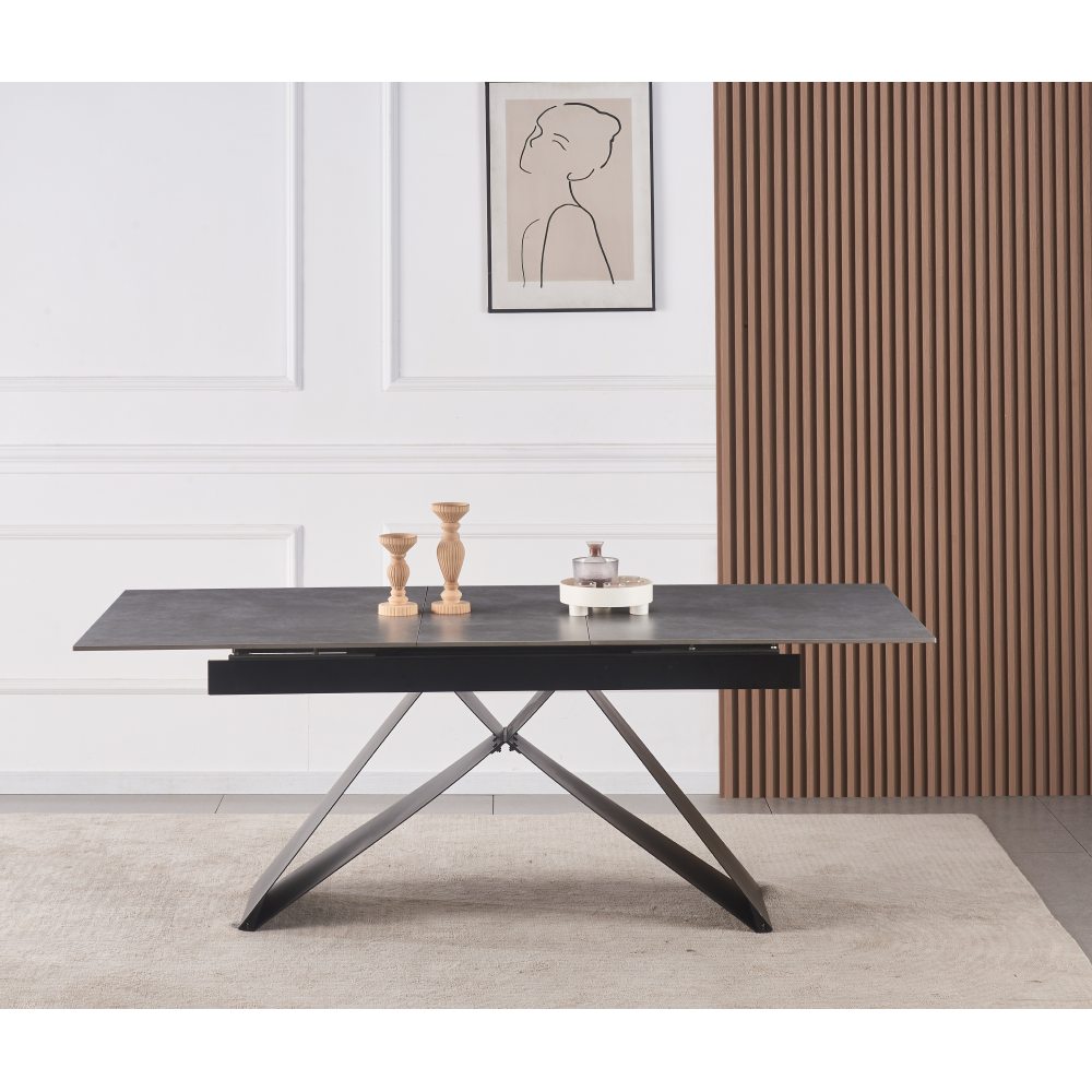 Masa dining MAJED, beton / negru