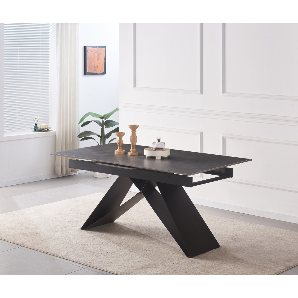 Masa dining MAJED, beton / negru