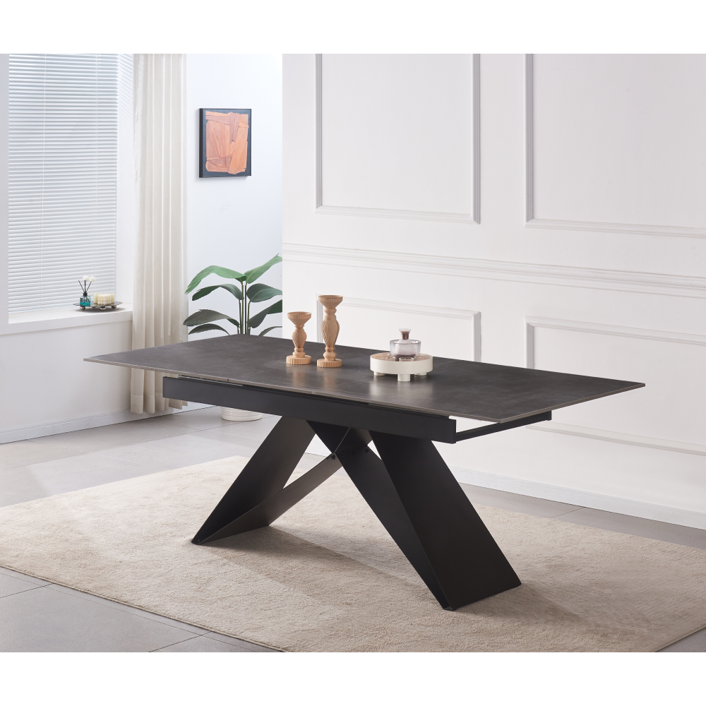 Masa dining MAJED, beton / negru