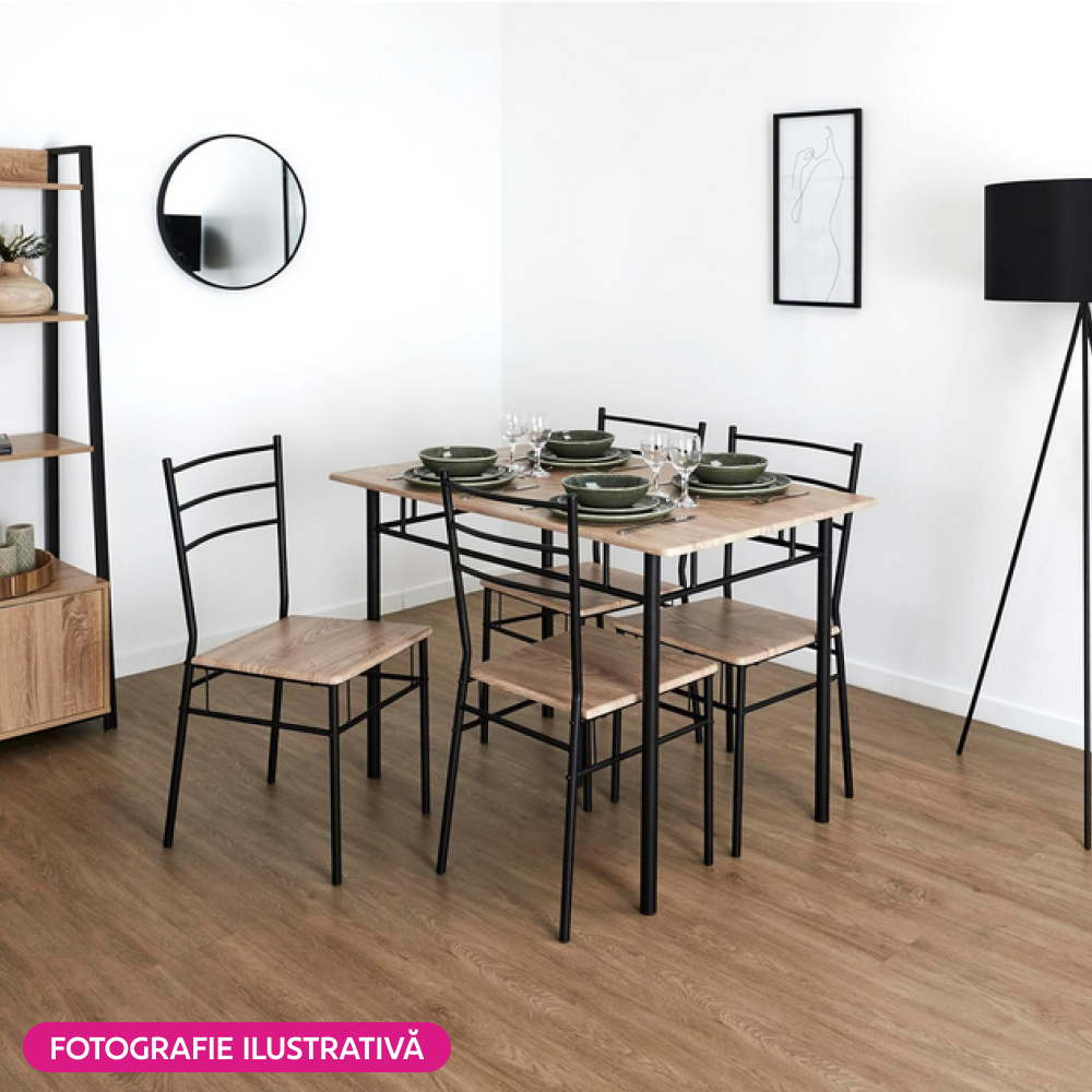 Set dining MAKO, stejar sonoma / negru