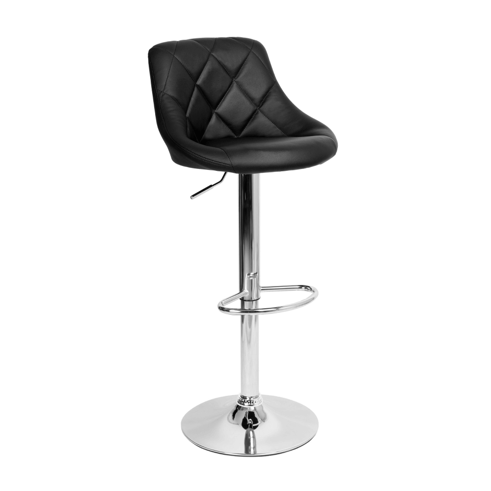 Scaun de bar MARID NEW, piele ecologica neagra/crom
