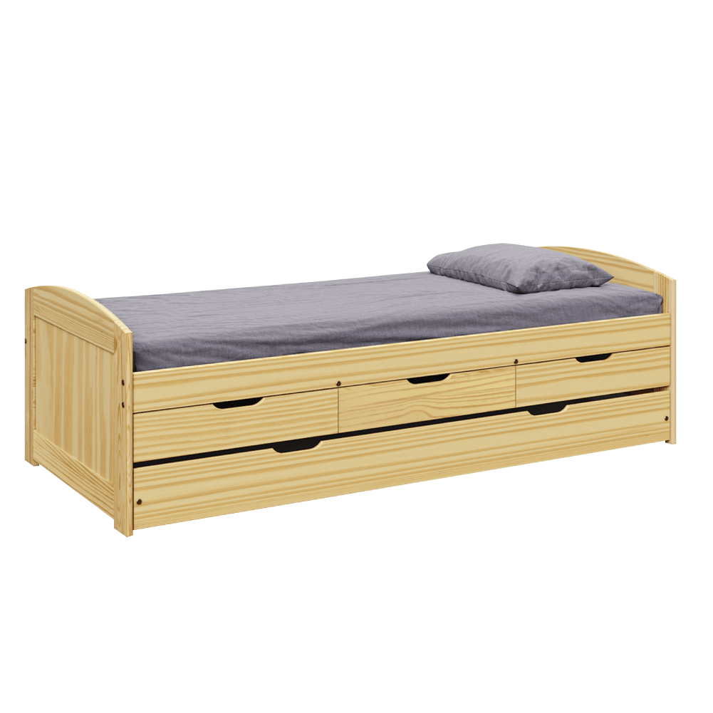 Pat cu pat extensibil MARINELLA NEW, natural, lemn masiv
