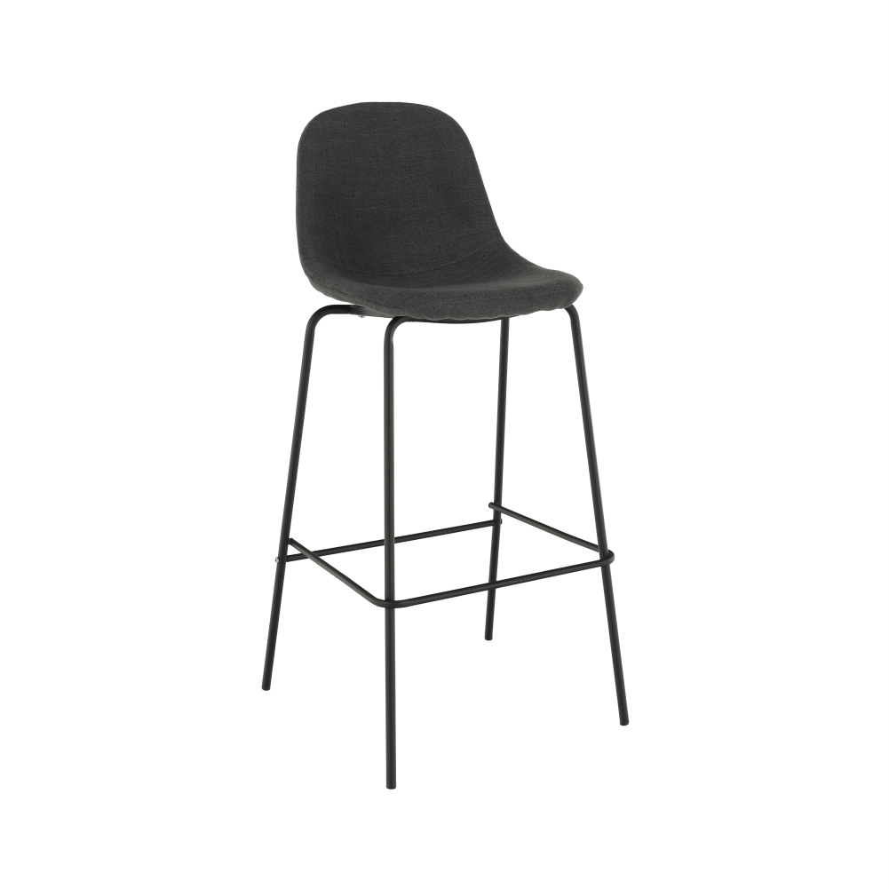 Scaun bar MARIOLA 2 NEW, material textil gri inchis/metal