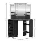 Masă de machiaj Elio – schiță cu dimensiuni