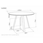 Masă dining Alzano – schiță cu dimensiuni