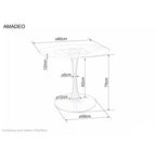 Masă dining Amadeo – schiță cu dimensiuni