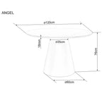 Masă dining Angel II – schiță cu dimensiuni