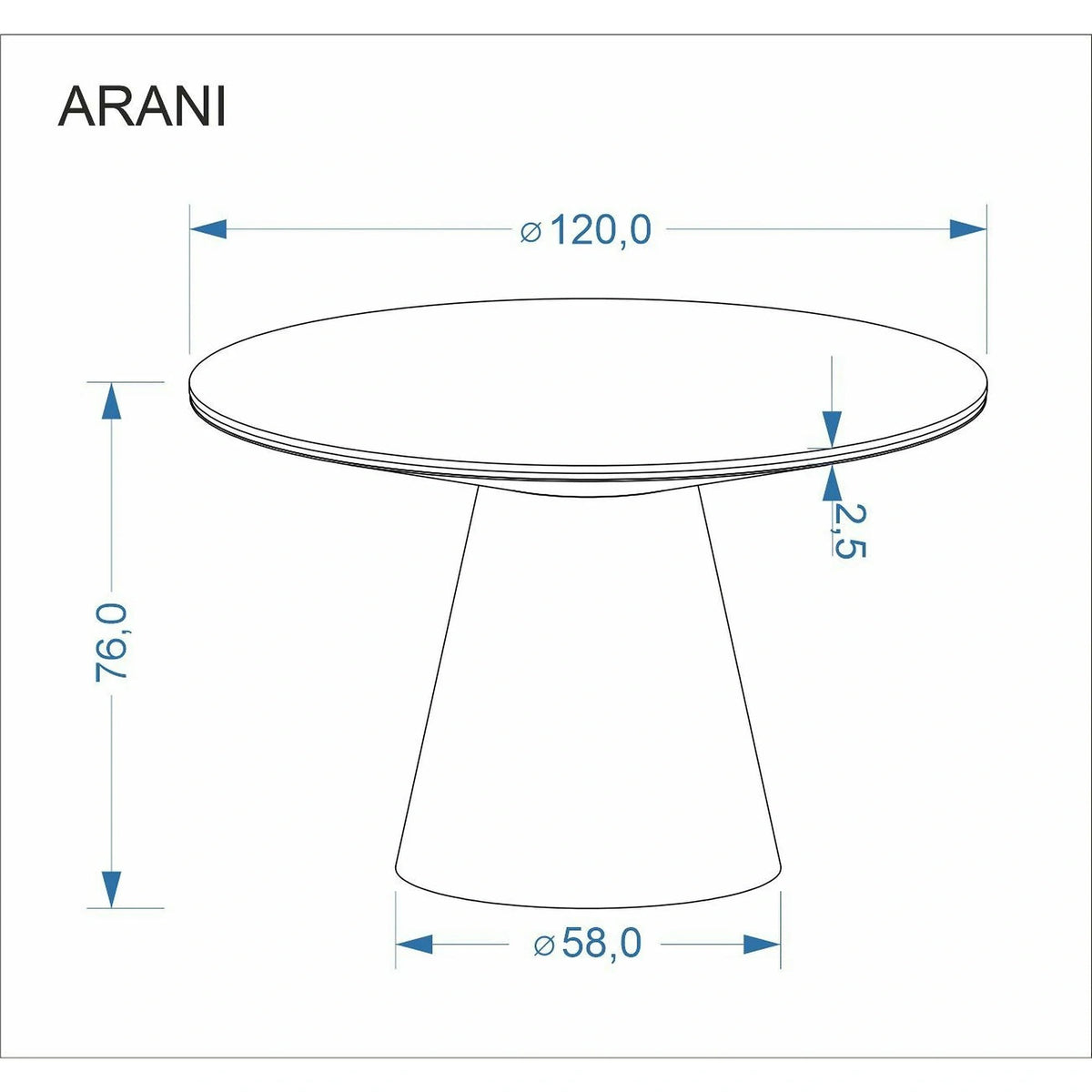 Masă dining Arani, detaliu