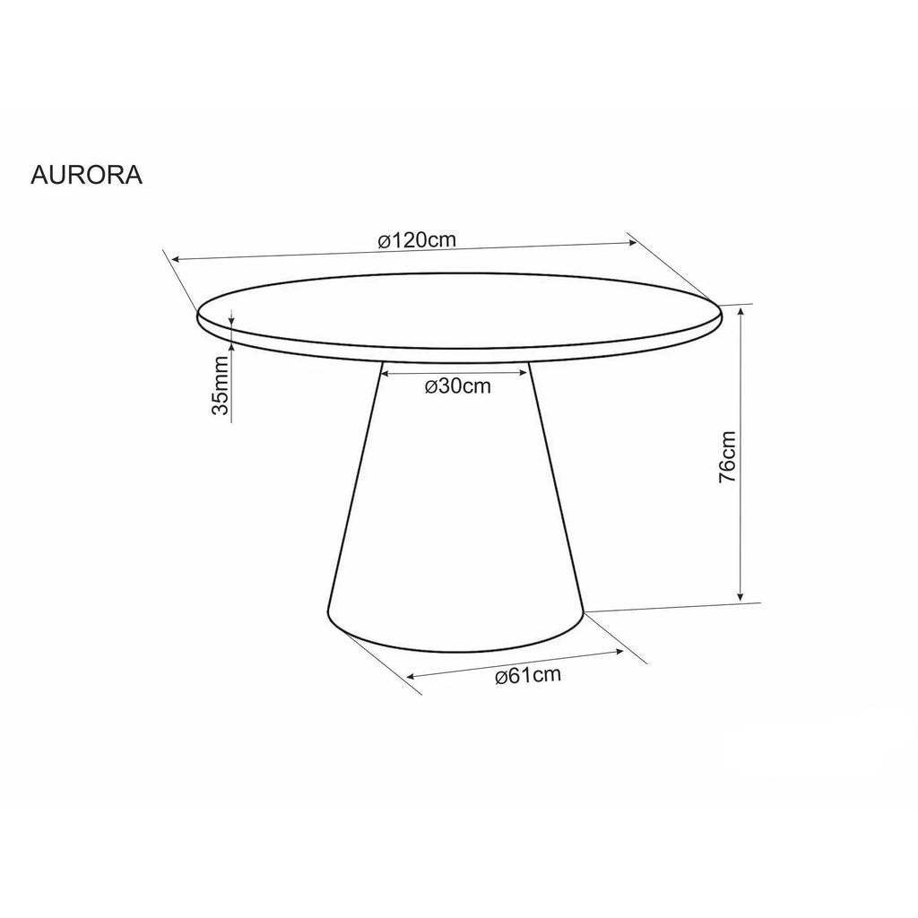Masă dining Aurora – schiță cu dimensiuni