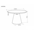 Masă dining Aurora – schiță cu dimensiuni