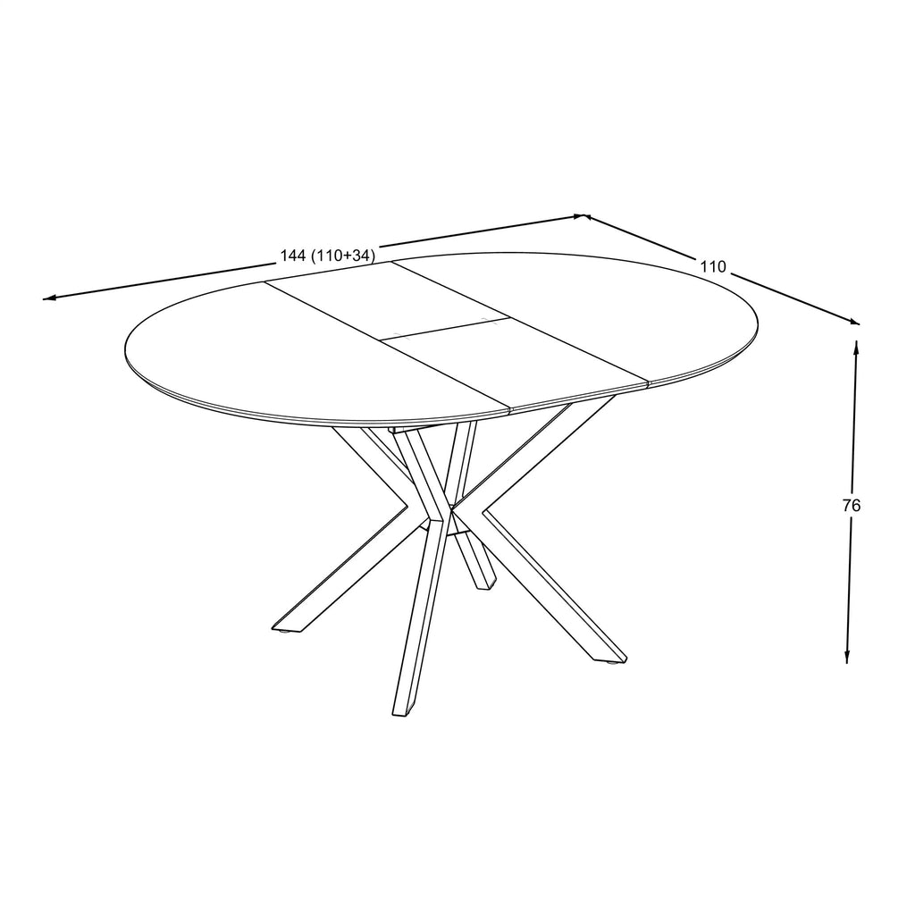 Masă dining Dia – schiță cu dimensiuni, imaginea 2