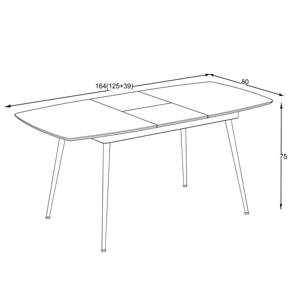 Masă dining Sensey – schiță cu dimensiuni